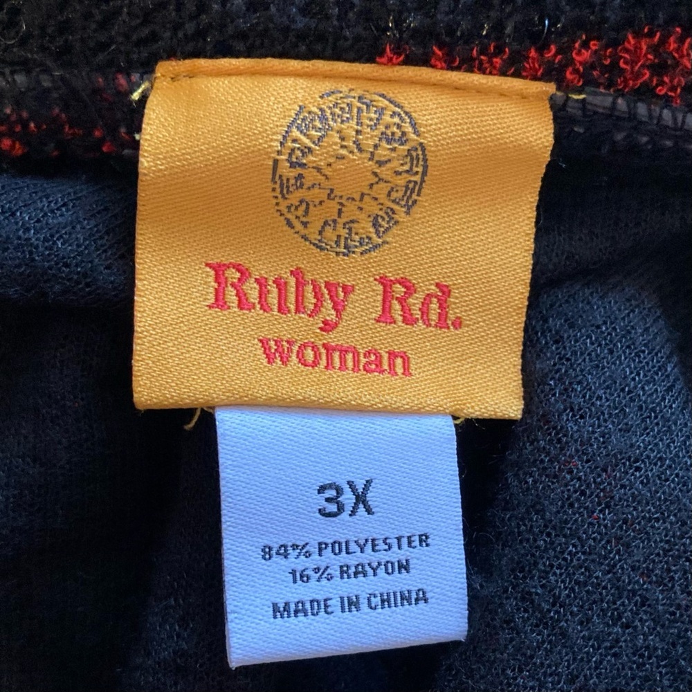 Ruby Rd. Striped Cowl Neck Sweater in Black and Red with Sparkly Sequins - Picture 3 of 10